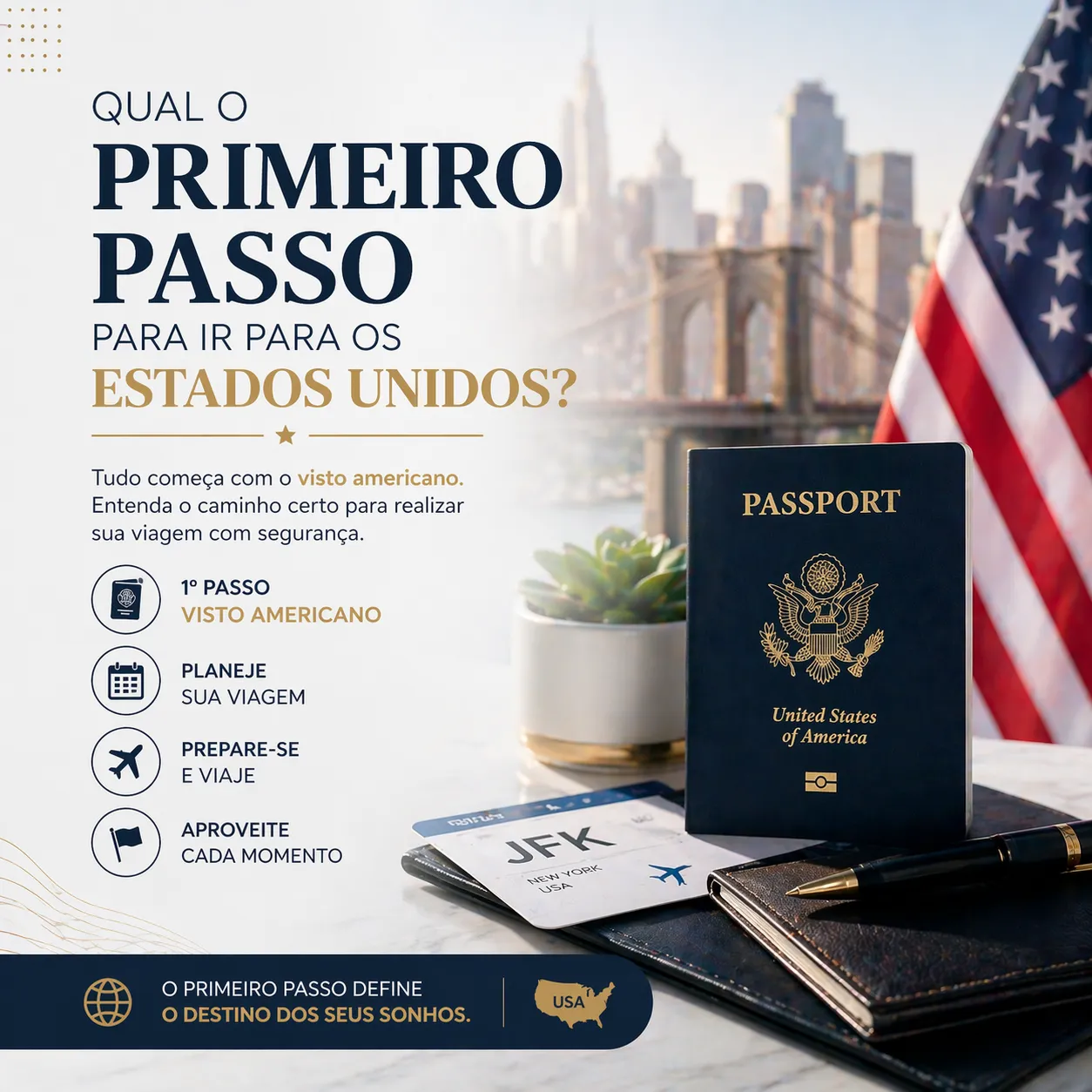 Imagem ilustrativa para o artigo Qual o primeiro passo para ir para os Estados Unidos? da Now Vistos